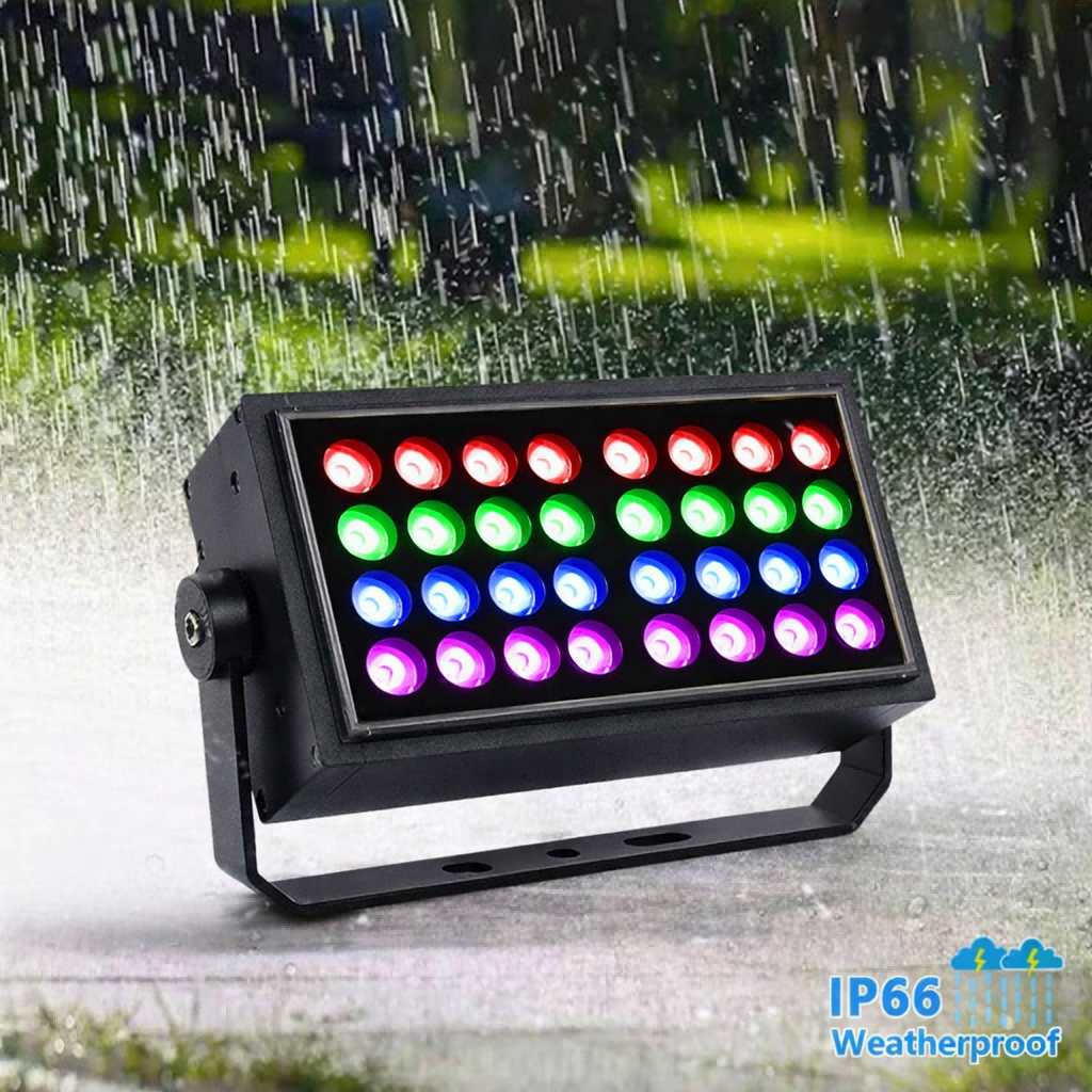 Đèn pha LED RGB chống nước IP66 dùng cho chiếu sáng an ninh ngoài trời trong điều kiện mưa
